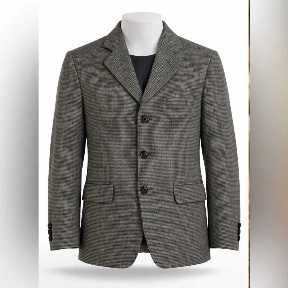Perry Ellis Boys 10 100% Wool Houndstooth Blazer EUC